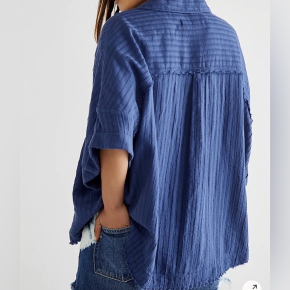 We the Free Ava Shirt Shaded Lake Blue Oversized Sz Medium NEW Defects - Picture 11 of 16